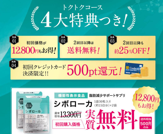 シボローカ 公式サイトの特典とメリット